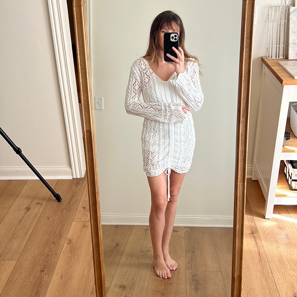 Boho White Crocheted Dress